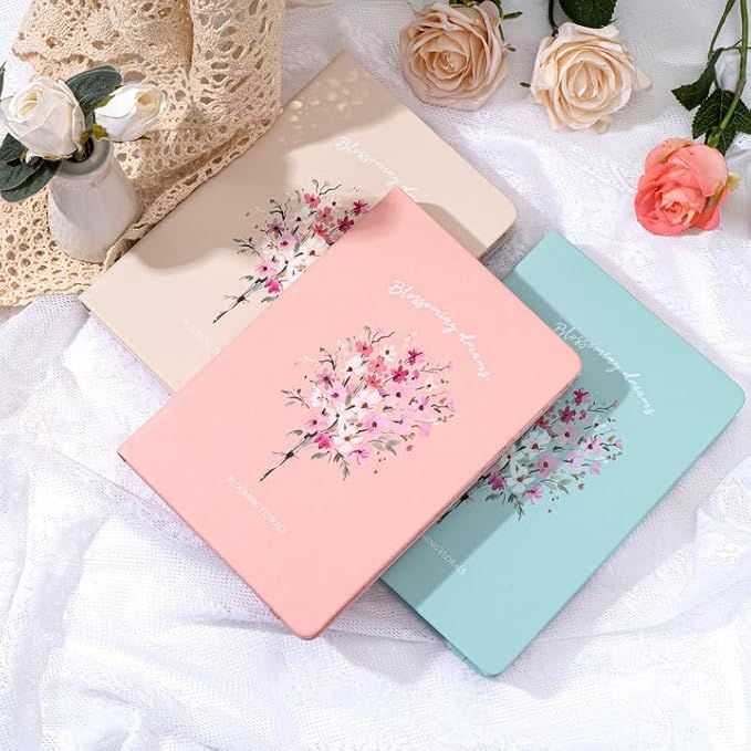 Lined Journal Notebook for Women 320 Pages Thick Floral Diary A5 Aesthetic Hardcover Journaling Notebooks for Writing with Gift Box, 5.7 x 8.3 In, Pink