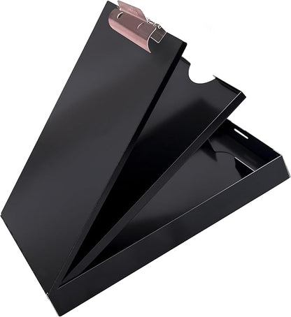 Saunders Metal Clipboard with Storage, Dual Storage Nursing, Letter Size Heavy Duty Contractor with High Capacity Clip and Self Locking Latch, Black, Proudly Made in USA