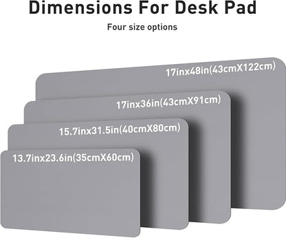 Aothia Leather Desk Pad Protector, Mouse Pad, Office Desk Mat, Non-Slip PU Leather Desk Blotter, Laptop Desk Pad, Waterproof Desk Writing Pad for Office and Home (23.6" x 13.7", Light Grey)