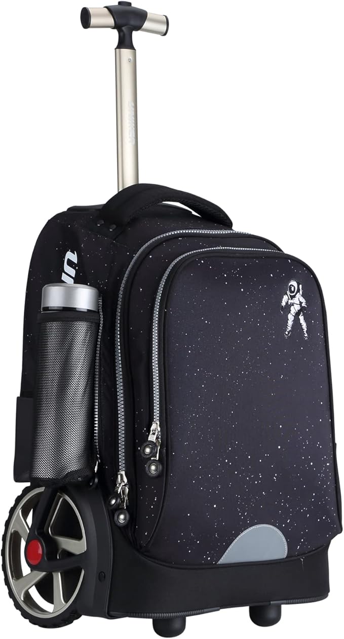UNIKER Rolling Backpack without Straps for Boys, Roller Travel Bag,Wheeled Bookbag High School,Trolley Middle School Bag for Teens,Schoolbag with Wheels
