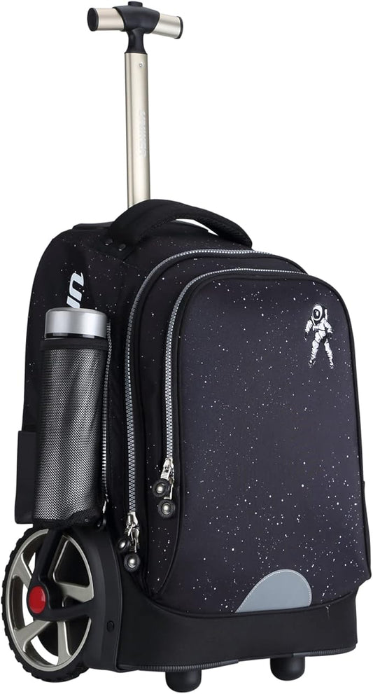 UNIKER Rolling Backpack without Straps for Boys, Roller Travel Bag,Wheeled Bookbag High School,Trolley Middle School Bag for Teens,Schoolbag with Wheels