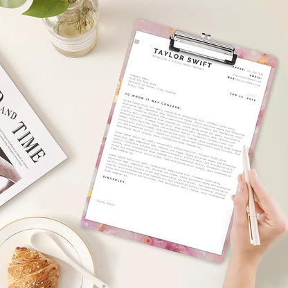 WAVEYU Cute Clipboard, Decorative Office School Fashion Hardboard Wood Nursing Clip Board for Standard A4 Letter Size for Students, Women,12.5"x 9", Colorful