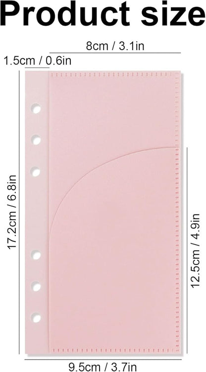 A6 Binder Pockets with No Zipper, Koqye Pink 10 Pcs Plastic Zipless Budget Envelopes, Two Pockets Frosted Cash Envelopes Money Bag for Budgeting, Cash Stuffing