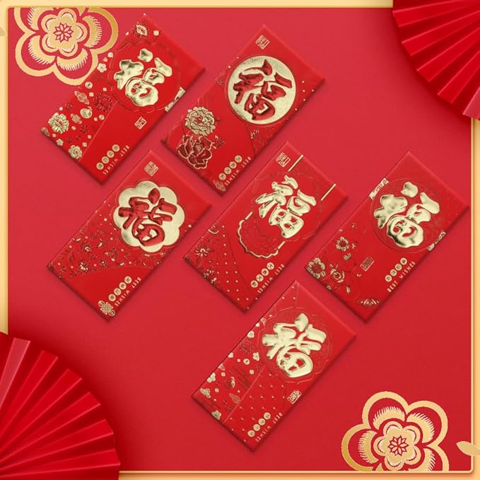 Red Envelopes Chinese, 36 Pcs Chinese New Year Red Envelopes 2025 Snake, Lunar New Year Envelopes, Good Fortune Red Pocket, Hong Bao, Chinese Luck Money Envelopes for Wedding Birthday Spring Festival