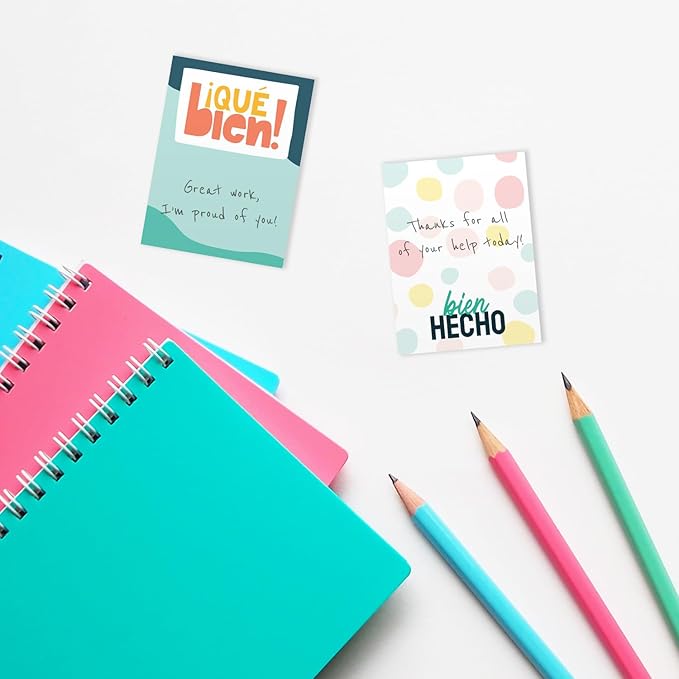 Gotcha Covered Notebooks Spanish Appreciation Sticky Note Assortment / 3" x 4" Repositionable Classroom Sticky Note Set En Espaol / Set of 6 Bilingual Encouragement Pads / Made in The USA