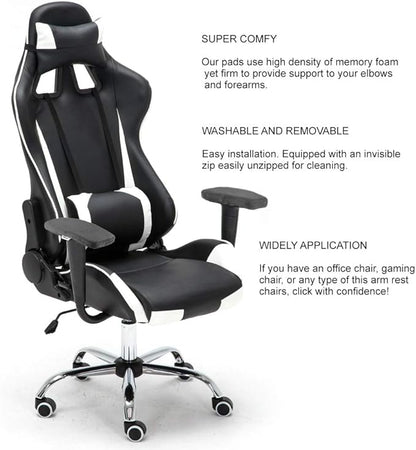 Aloudy Ergonomic Memory Foam Office Chair Armrest Pads, Comfy Gaming Chair Arm Rest Covers for Elbows and Forearms Pressure Relief(Set of 2) (Gray)