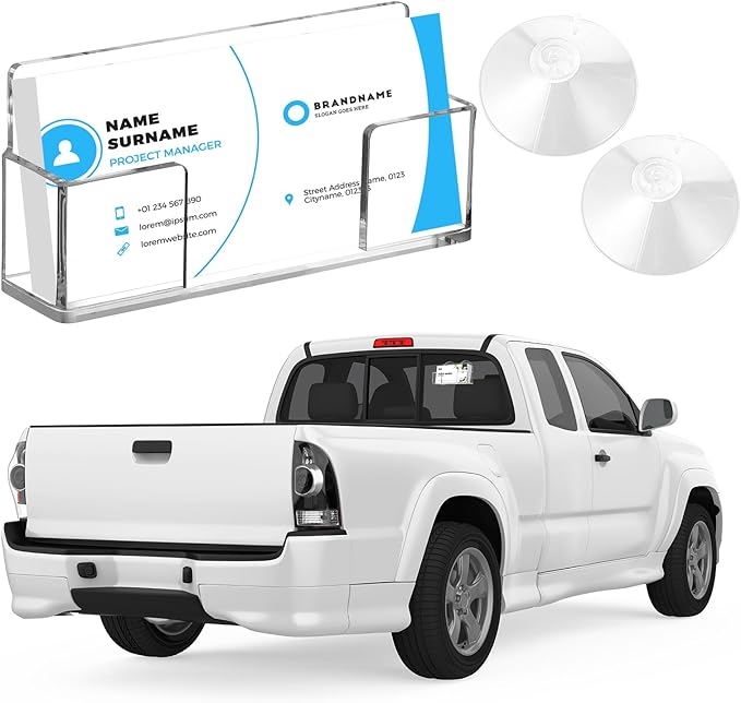 Window Mount Business Card Holder with Suction Cups Acrylic Single Pocket Organizer Clear Card Holder Acrylic Display Storage for Home Office(Simple)