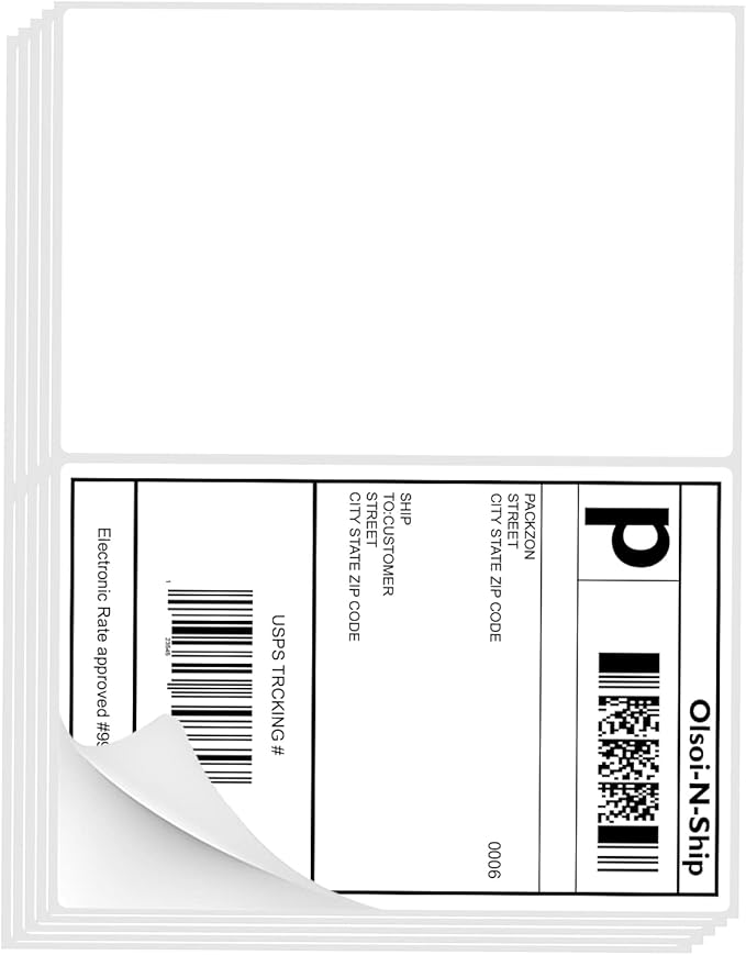 8-1/2"×5-1/2" Shipping Labels 200 Labels Sticker Paper for Laser/Ink Jet Printer mailing Labels 8.5"×11" White 2 per Sheet