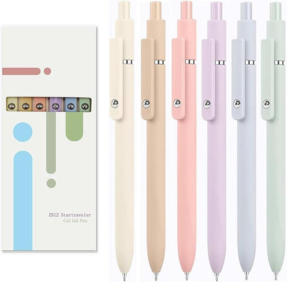 ITAWIXS 6Pcs Cute Gel Pens, 0.5mm Fine Point Smooth Writing Pens, Aesthetic Pens for Journaling Note Taking, Office School Supplies, Gifts for Women