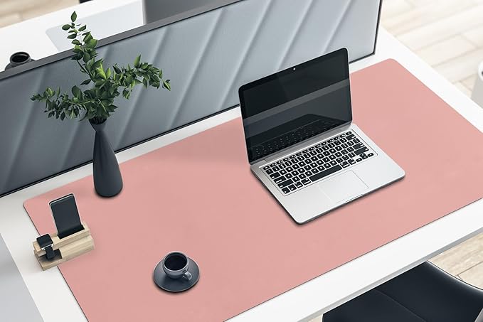 Boutilon Leather Desk Pad 47"x 24" Non-Slip Mouse Pad,Business Desk Pad,Extended Table Protector for Keyboard and Mouse,Desk Writing Pad for Office Home Working Decor (XXXL-Pink)