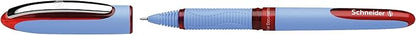 Schneider One Hybrid N Rollerball Pen, 0.5 mm Hybrid Needle Tip, Light Blue Barrel, Red Ink, Box of 10 Pens (183502)