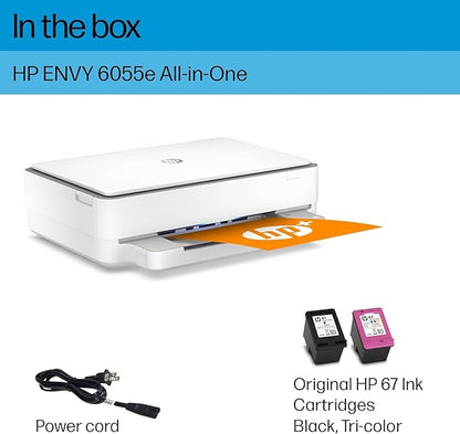 HP ENVY 6055e Wireless Color All-in-One Printer with 3 Months Free Ink with HP+ (223N1A) (Renewed)