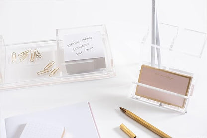 russell+hazel Acrylic Sticky Notes Bloc Tray, Home and Work Office Organization, 4” W x 4” L x 1.5” H, 1 Count