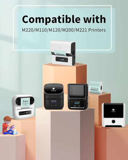 Phomemo Circle Thermal Label Compatible with M110/M100/M120/M150/M200/M220/M250 Label Maker, Sticker Round Thermal Label, 1.96" x 1.96"(50x50 mm), Black on Green