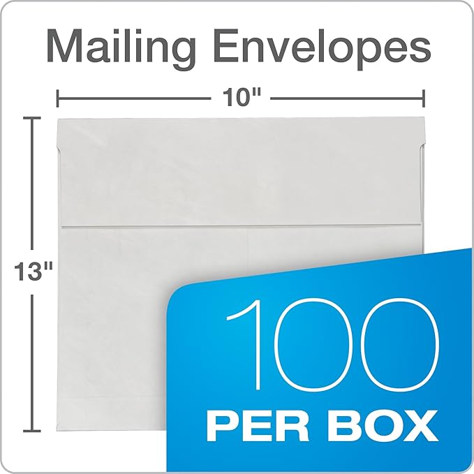 Quality Park Survivor 10 x13 Inch Catalog Envelopes made w/ 14 lb DuPont Tyvek, Expands 2", Peel and Seal Self Seal Closure, White, 100/Box (QUAR4430)