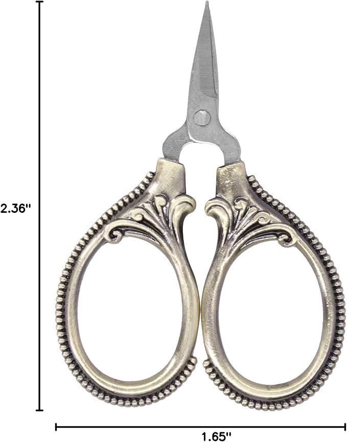 Acouto Stainless Steel Sewing Scissors Portable Thread Embroidery Tailor Handicraft Scissors Antique Copper (Green Patina)