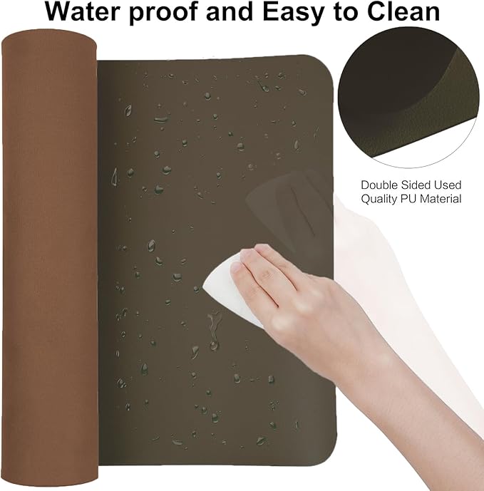 ‎Boutilon Leather Desk Pad 35"x 17" Non-Slip Mouse Pad,Office Desk Mat,Waterprooft PU Leather Desk Blotter,Desk Pad Protector,Desk Writing Pad for Home Office Decor (L-Coffee,35"x 17")