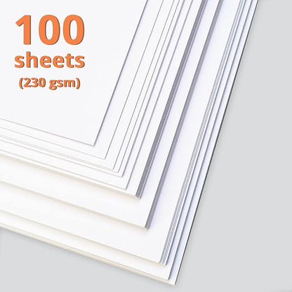 HTVRONT White Cardstock Paper Bundle - 100 Sheets Cardstock 8.5 x 11 Inch, 230 GSM Thick Cards for Cricut Machine, White Printer Paper for Scrapbooking, Crafts, Home Decoration (White/100 Sheets)