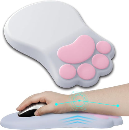Ergonomic Mouse Pad with Wrist Rest,Cute Cat Paw Mousepad Wrist Support,Comfortable Massage Design Computer Pain Relief Mouse Pad with Non-Slip PU Base for Desk Laptop Gaming Office,Grey