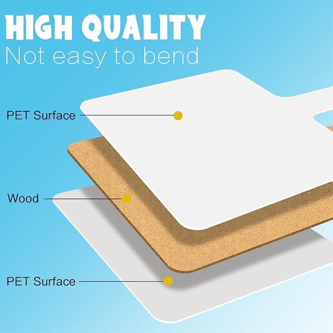 6Packs Dry Erase Paddles with Handle, 6Pcs Double Sided Answer Paddle White Boards with 6 Markers and 6 Erasers for Teaching Meeting Supplies