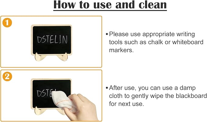 10 Pack Mini Chalkboards Signs with Easel Stand, Small Rectangle Chalkboards Blackboard, Wood Place Cards for Weddings, Birthday Parties, Message Board Signs and Event Decoration