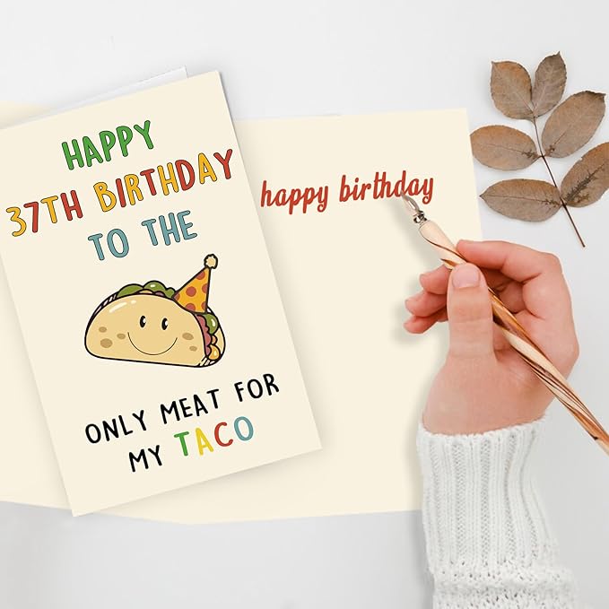 Funny 37th Birthday Gifts for Men Man, Unique 37 Years Old Birthday Decorations Gifts for Husband Boyfriend, Happy 37th Bday Card for Him, Taco 37 Mens Bday Ideas from Wife Girlfriend