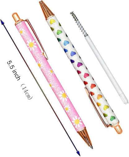 9 PCS Sparkle Glitter Heart Pens - Metal Daisy Flower Wedding Retractable Ballpoint Pens with Lip Print, Perfect for Women, Ladies, School, Party, Office, Valentine's Day, Birthday