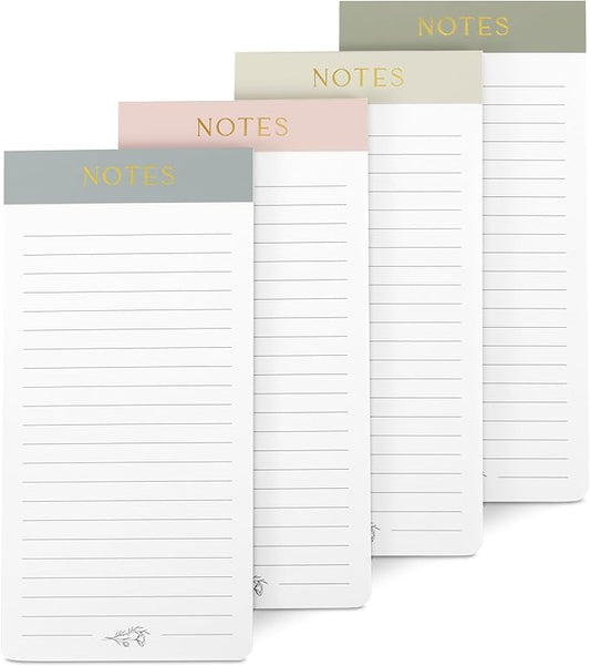 Beautiful Magnetic Notepads for Fridge - Set Of 4 Modern Note Pads With Lined Pages to Easily Write Notes & Make Grocery/Shopping Lists - The Perfect To Do Pad w/ Strong Magnets for Your Refrigerator