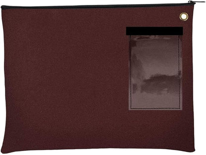 BankSupplies Canvas Interoffice Mailer, 14 oz. - 14W x 11H - Burgundy - Transit Bag - Large Zipper Bag with Grommet - Use with Padlock or Zip Tie for Security - Interoffice Mail Bag