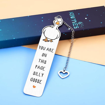 Book Marks for Reading Women Men, Funny Bookmarks for Book Lovers Women, Metal Bookmark, Book Accessories, Cute Back to School Supplies, Silly Goose Gifts, Birthday Christmas Gifts Goose Themed Gifts