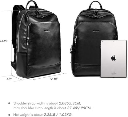 BOSTANTEN Leather Backpack College Laptop Travel Camping Computer Shoulder Bag Gym Sports Backpacks For Men Black