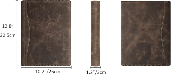 Personalized Leather Portfolio for Men, Engraved Leather Clipboard Portfolio Binder, Custom Leather Resume Padfolio for Women, Christmas Gift for His/Her (Notepad, Grey-Custom)