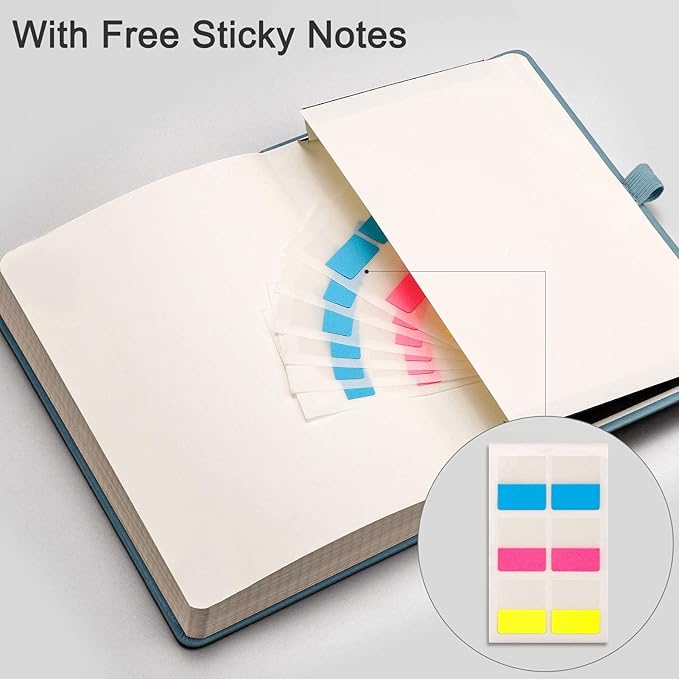 EMSHOI Graph Paper Notebook - 256 Pages A5 Graph Notebook/Journal, Hard Cover, 120gsm Thick Paper, Smooth PU Leather, Inner Pocket, 5.75'' × 8.38''-GrayBlue