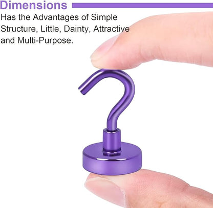DIYMAG Magnetic Hooks, 30Lbs Strong Heavy Duty Cruise Magnet S-Hooks for Classroom, Fridge, Hanging, Cabins, Grill, Kitchen, Garage, Workplace and Office etc, (20 Pack-Purple)