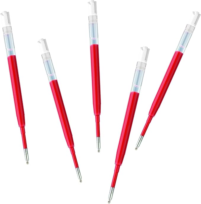 DunBong G2 Gel Ink Pen Refills, for Retractable Gel Pens, 0.5mm Fine Point, Pack of 5 (Red)