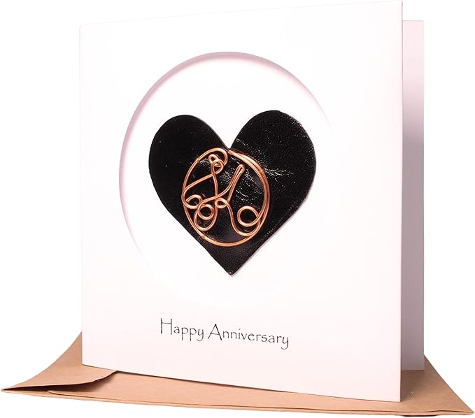Personalized Initial Copper Card, Copper Initial, Anniversary Card for Her, Couple, Gift for Her (K)