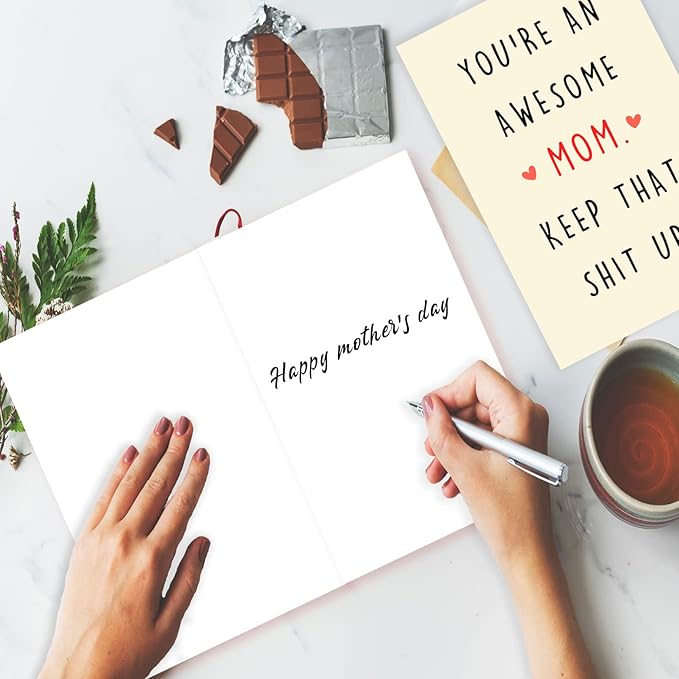 OJsensai Funny Mother’s Day Card for Mom Sister, Awesome Mom Mothers Day Gifts for Daughter, Best Mother's Day Gift Idea for Wife Girlfriend, You’re An Awesome Mom Card