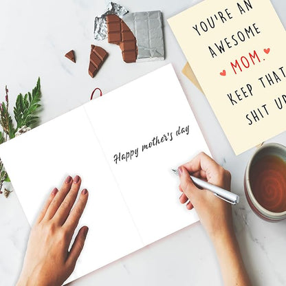 OJsensai Funny Mother’s Day Card for Mom Sister, Awesome Mom Mothers Day Gifts for Daughter, Best Mother's Day Gift Idea for Wife Girlfriend, You’re An Awesome Mom Card