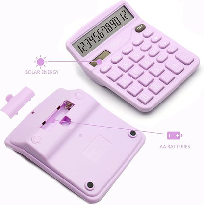 Purple Calculator, Basic Office Calculator, Desktop Calculator 12 Digit with Large LCD Display, Purple Office Supplies with Sensitive Button, Purple Desk Accessories, School Supplies……