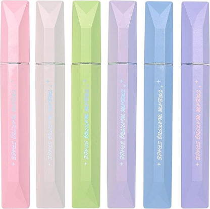 COLNK Glitter Pastel Highlighter,Set of 6 Pcs Cute Aesthetic Highlighters Assorted Colors,Chisel Tip,Metallic Highlighters for Journal Planner, Highlighting, Note-taking,Glitter Ink A