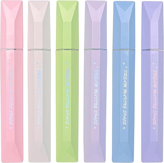 COLNK Glitter Pastel Highlighter,Set of 6 Pcs Cute Aesthetic Highlighters Assorted Colors,Chisel Tip,Metallic Highlighters for Journal Planner, Highlighting, Note-taking,Glitter Ink A