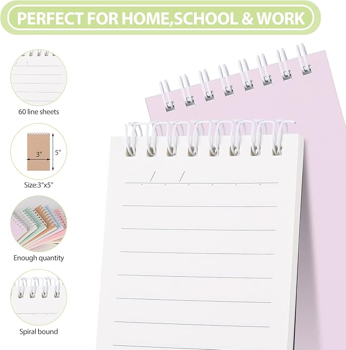 Ddaowanx Small Notebooks,3x5 Pocket Spiral Notepads With Lined Pages - The Perfect Little Mini Notebook to Stay Organized and Boost Productivity at Work or School (48, Cute Colors)