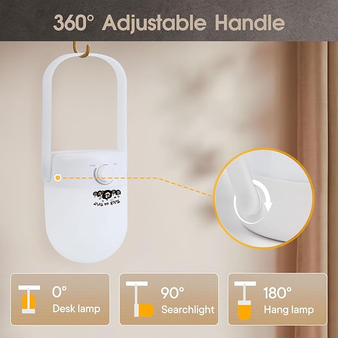 Rechargeable Lamp 1200mAh Small Bedside Rechargeable Lanterns Dimmable Led Cordless Tent Light Holiday Gifts Work,White B