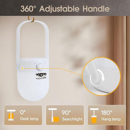 Rechargeable Lamp 1200mAh Small Bedside Rechargeable Lanterns Dimmable Led Cordless Tent Light Holiday Gifts Work,White B