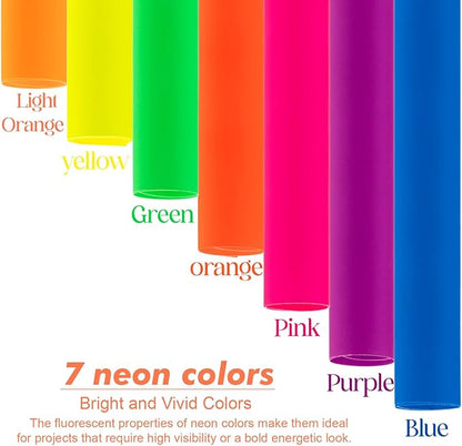 Poster Board 11 x 14 Inches,56 Sheets Neon Paper 7 Color Fluorescent Paper Bright Cardstock 250 GSM/90 lb Heavyweight Projects School Science Fair Event Displays and Business Presentations