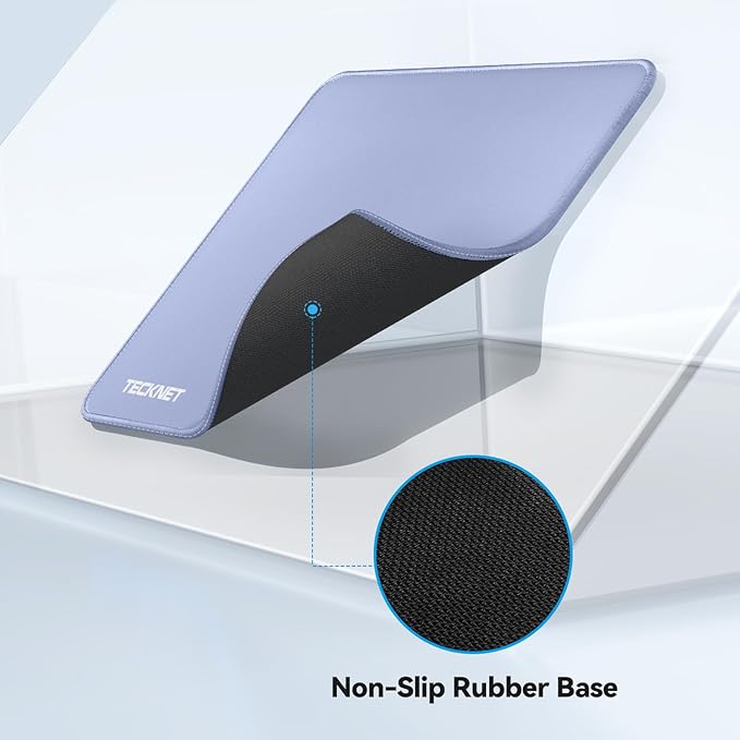 TECKNET Mouse Pad 270 x 210 x 3 mm with Anti-fray Stitchin, Waterproof Surface & Non-Slip Rubber Base with Stitched Edges Gaming Mouse Mat for Laptop，Compatible with Laser and Optical Mice - LT.Blue