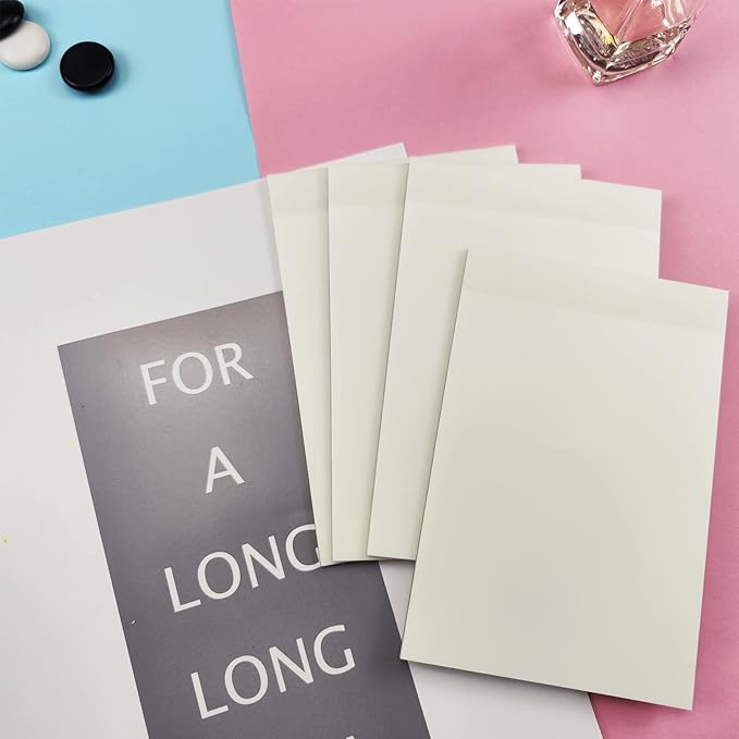 Transparent Sticky Notes 200 Sheets, 4 x 6 in Clear Sticky Notes, See Through Invisible Translucent Sticky Notes Waterproof Self-Stick Note Pads for School, Office (4 Packs)