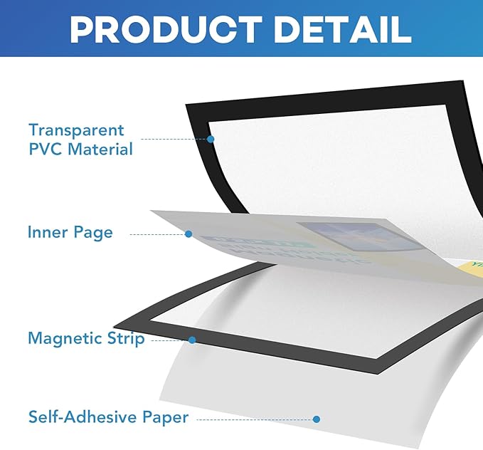 10 Pack Magnetic Sign Holder 8.5 x 11,Self-Adhesive Magnetic Wall Mount Sign Holder, Magnetic Document Holder for Wall Window Office Poster Store