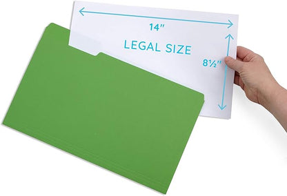 Blue Summit Supplies Green Legal File Folders, 1/3 Cut Tab, Legal Size, Great for Organizing and Easy File Storage, 100 Per Box