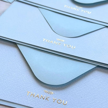 RUN2PRINT (36 Pack Thank You Cards With Envelopes & Stickers - Elegant Light Blue - Emboss Gold Foil Pressed - Blank Notes Wedding, Bridal, Baby Shower, Business and Formal All Occasion Cards